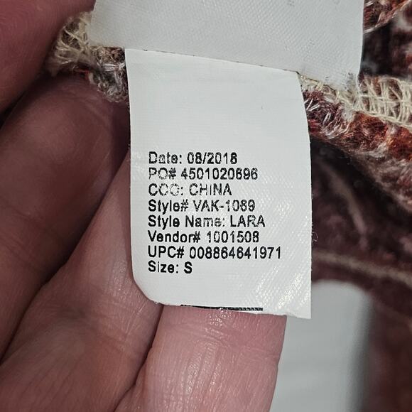 Vintage America Waffle Knit Top Style Lara Size S LS Paisley Boho Peasant - Picture 5 of 8